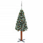 Kunstkerstboom Met Led's En Kerstballen Smal 210 Cm Pvc Groen