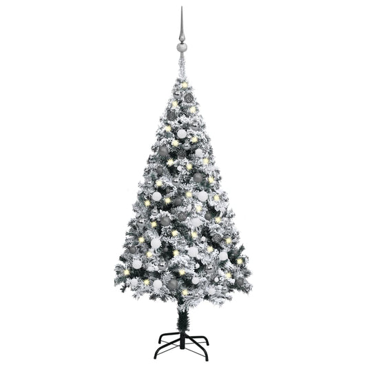 Kunstkerstboom Met Led's En Kerstballen 150 Cm Pvc Groen