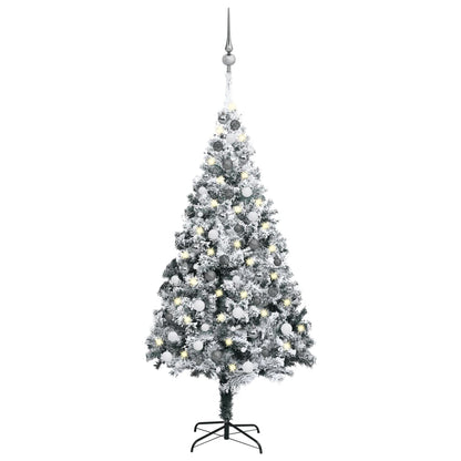 Kunstkerstboom Met Led's En Kerstballen 180 Cm Pvc Groen