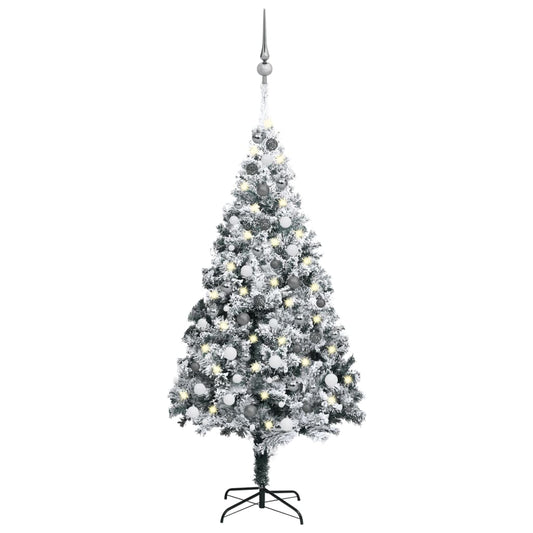 Kunstkerstboom Met Led's En Kerstballen 180 Cm Pvc Groen