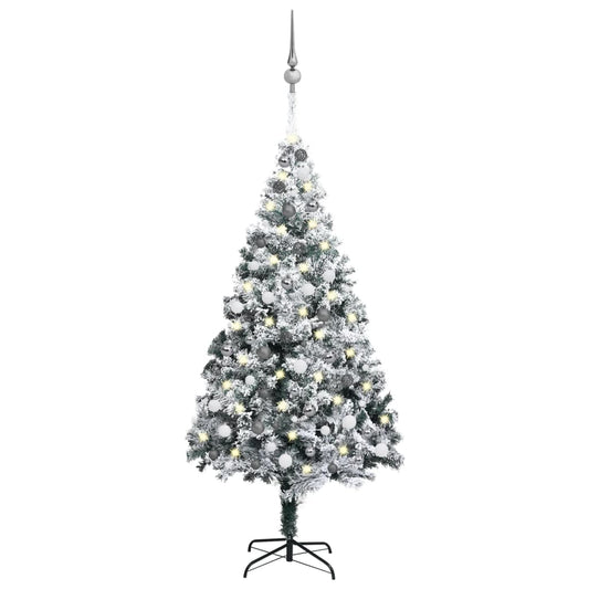 Kunstkerstboom Met Led's En Kerstballen 210 Cm Pvc Groen