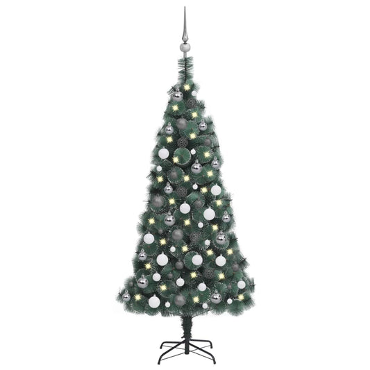 Kunstkerstboom Met Led's En Kerstballen 120 Cm Pvc En Pe Groen