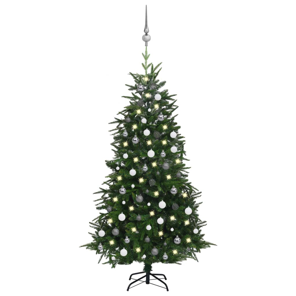 Kunstkerstboom Met Led's En Kerstballen 180 Cm Pvc En Pe Groen