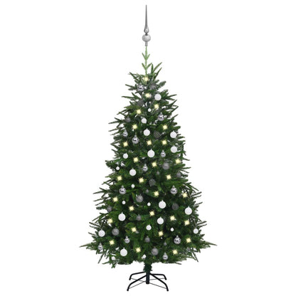 Kunstkerstboom Met Led's En Kerstballen 180 Cm Pvc En Pe Groen