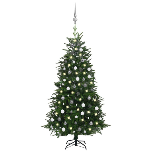 Kunstkerstboom Met Led's En Kerstballen 180 Cm Pvc En Pe Groen