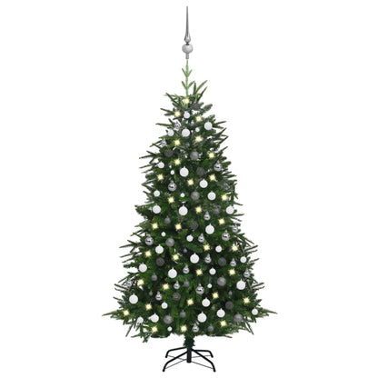 Kunstkerstboom Met Led's En Kerstballen 210 Cm Pvc En Pe Groen