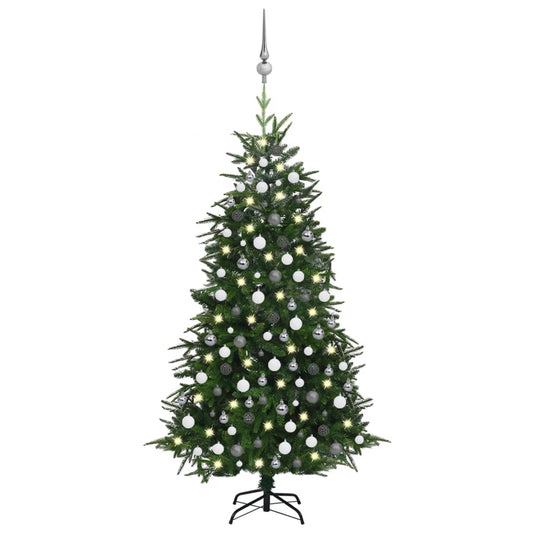 Kunstkerstboom Met Led's En Kerstballen 210 Cm Pvc En Pe Groen