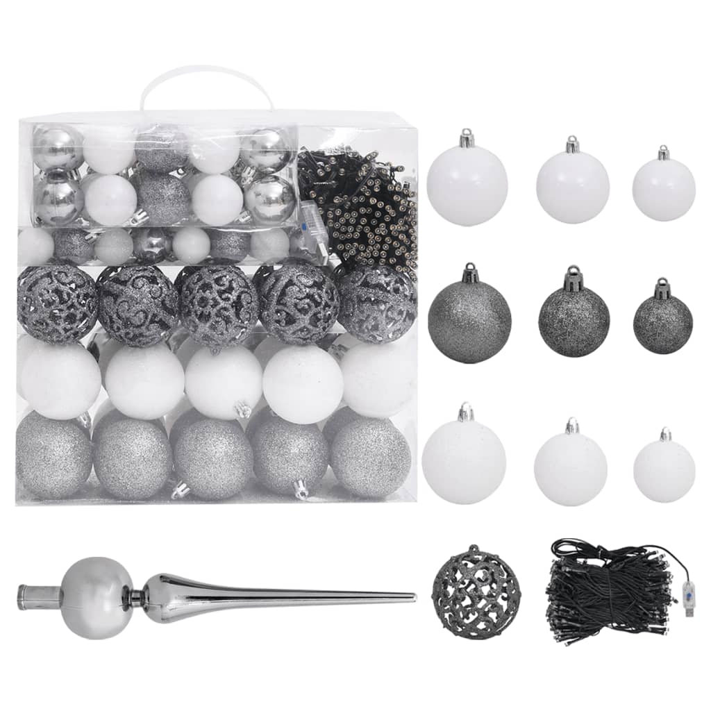 Kunstkerstboom Met Led's En Kerstballen 210 Cm Pvc En Pe Groen