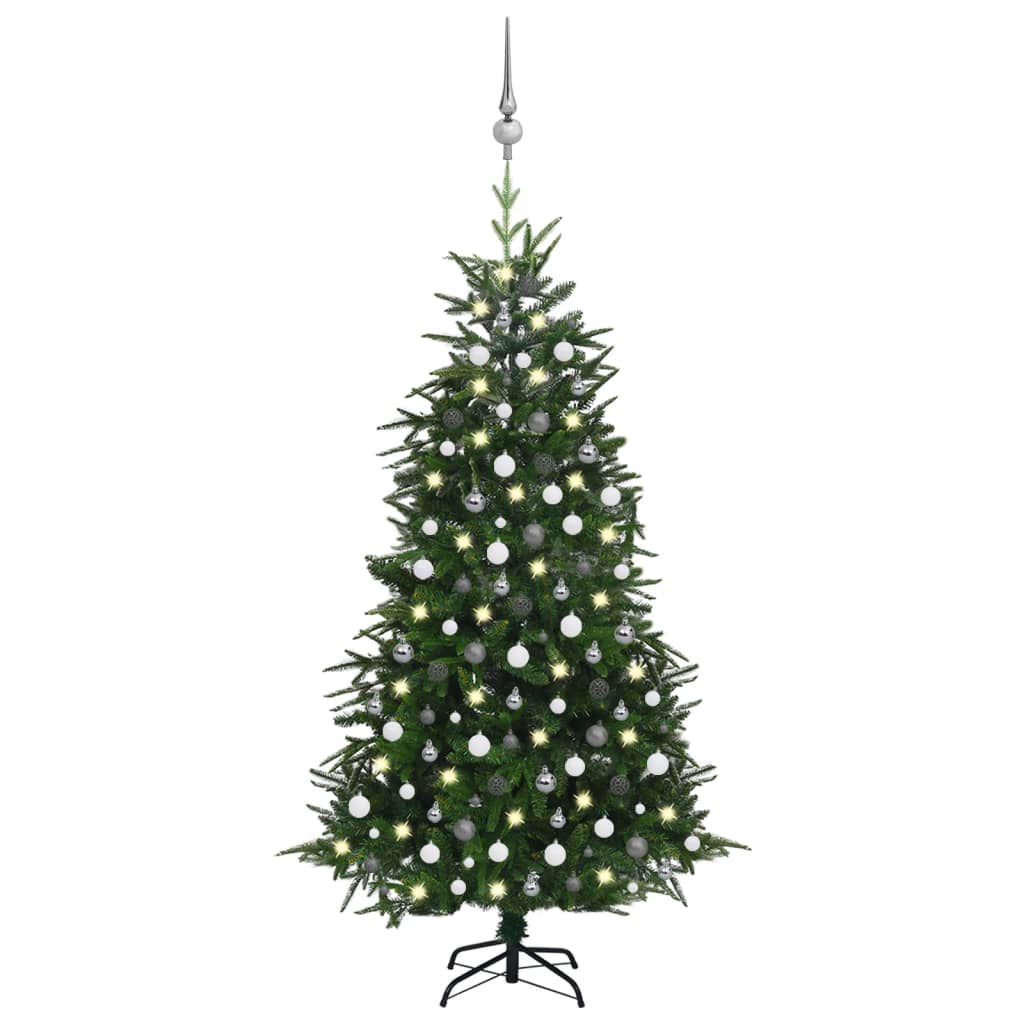 Kunstkerstboom Met Led's En Kerstballen 240 Cm Pvc En Pe Groen