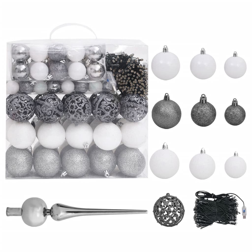 Kunstkerstboom Met Led's En Kerstballen 240 Cm Pvc En Pe Groen