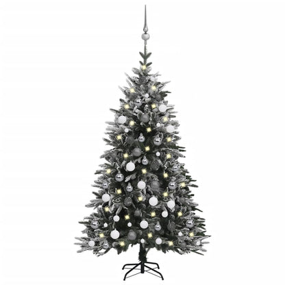 Kunstkerstboom Met Led's, Kerstballen En Sneeuw 120 Cm Pvc Pe