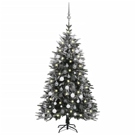 Kunstkerstboom Met Led's, Kerstballen En Sneeuw 120 Cm Pvc Pe