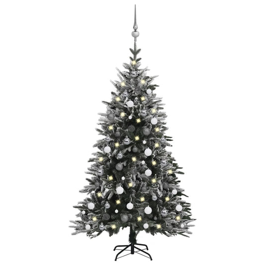 Kunstkerstboom Met Led's, Kerstballen En Sneeuw 150 Cm Pvc Pe