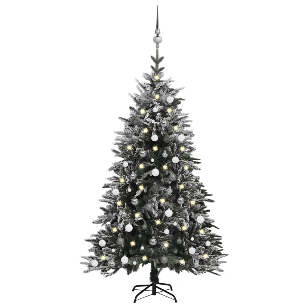 Kunstkerstboom Met Led's, Kerstballen En Sneeuw 180 Cm Pvc Pe