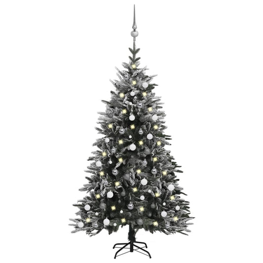 Kunstkerstboom Met Led's, Kerstballen En Sneeuw 180 Cm Pvc Pe