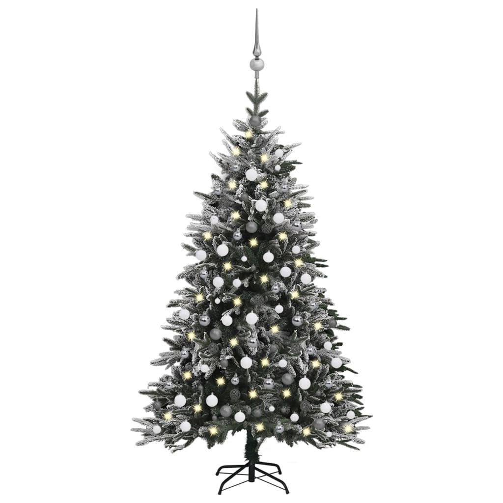 Kunstkerstboom Met Led's, Kerstballen En Sneeuw 210 Cm Pvc Pe