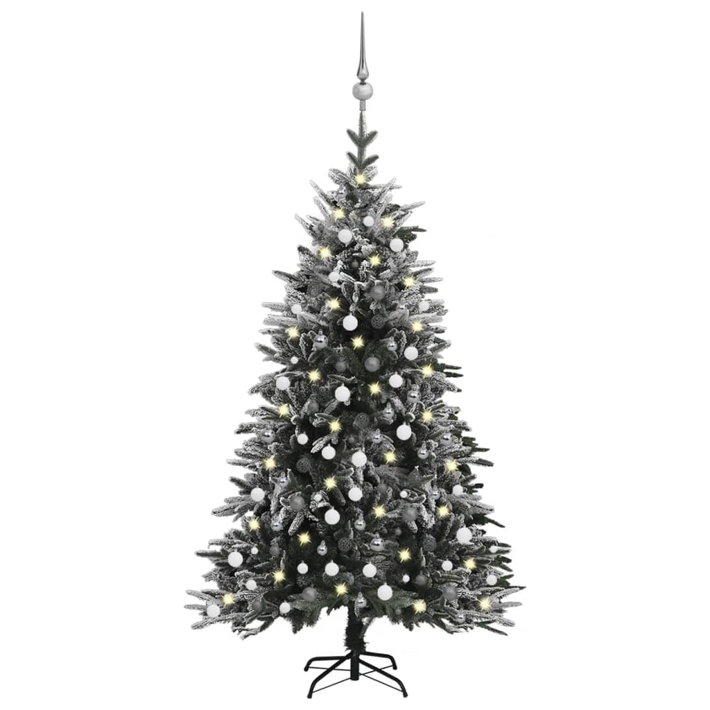 Kunstkerstboom Met Led's, Kerstballen En Sneeuw 240 Cm Pvc Pe