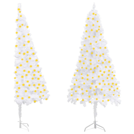 Kunstkerstboom Met Led's Hoek 120 Cm Pvc Wit