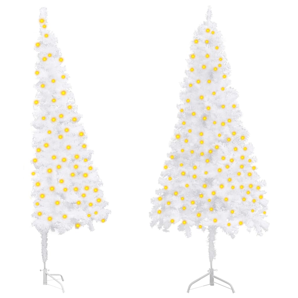 Kunstkerstboom Met Led's Hoek 150 Cm Pvc Wit