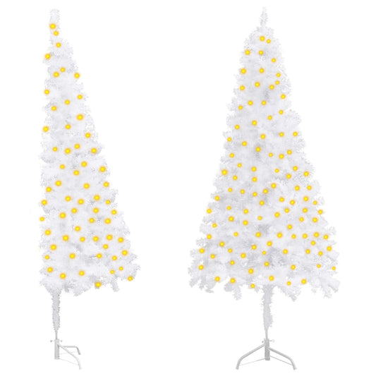 Kunstkerstboom Met Led's Hoek 150 Cm Pvc Wit