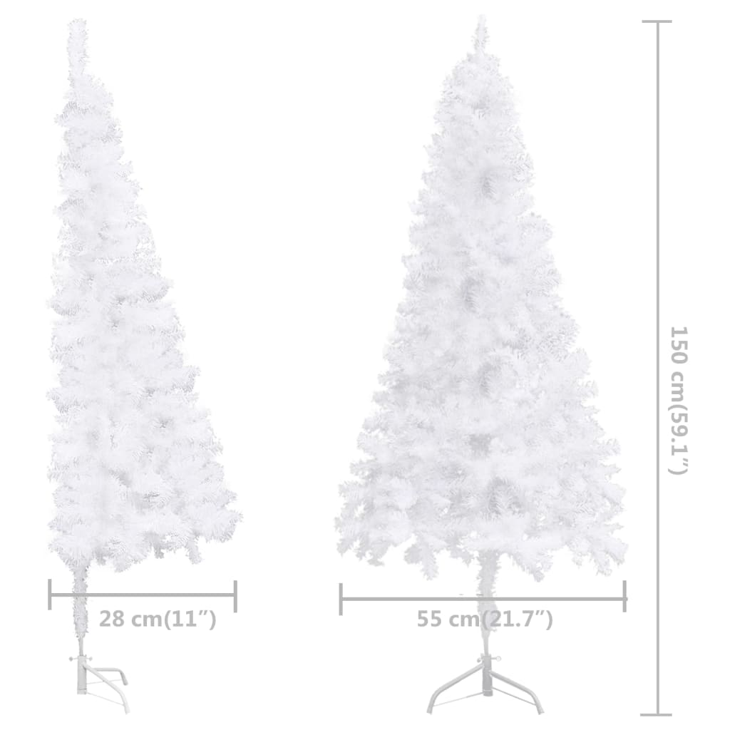Kunstkerstboom Met Led's Hoek 150 Cm Pvc Wit