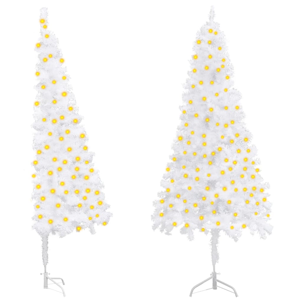 Kunstkerstboom Met Led's Hoek 210 Cm Pvc Wit