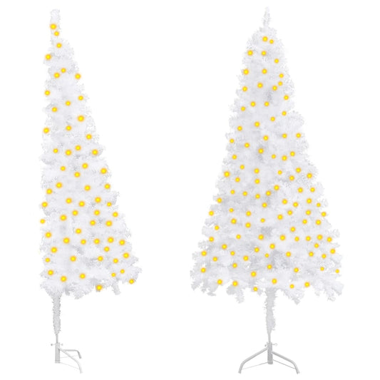 Kunstkerstboom Met Led's Hoek 210 Cm Pvc Wit