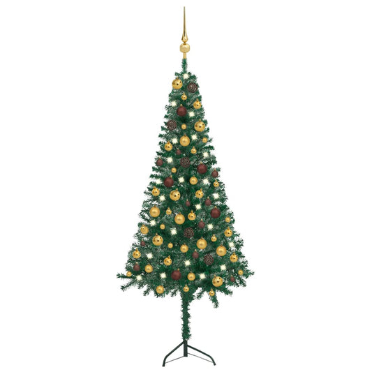 Kunstkerstboom Met Led's En Kerstballen Hoek 120 Cm Pvc Groen
