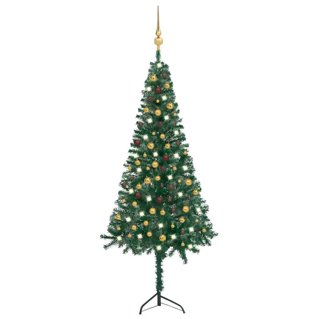 Kunstkerstboom Met Led's En Kerstballen Hoek 240 Cm Pvc Groen