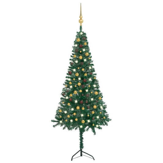 Kunstkerstboom Met Led's En Kerstballen Hoek 240 Cm Pvc Groen
