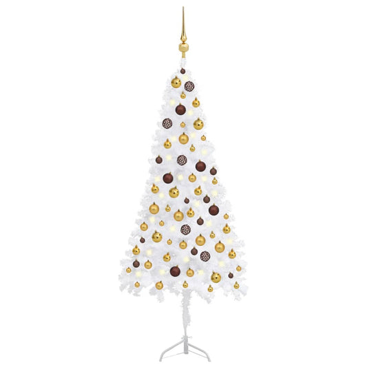 Kunstkerstboom Met Led's En Kerstballen Hoek 120 Cm Pvc Wit