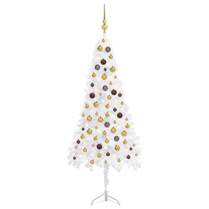 Kunstkerstboom Met Led's En Kerstballen Hoek 150 Cm Pvc Wit