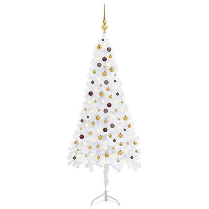 Kunstkerstboom Met Led's En Kerstballen Hoek 240 Cm Pvc Wit