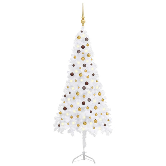 Kunstkerstboom Met Led's En Kerstballen Hoek 240 Cm Pvc Wit