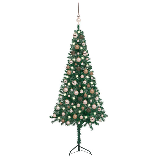 Kunstkerstboom Met Led's En Kerstballen Hoek 120 Cm Pvc Groen