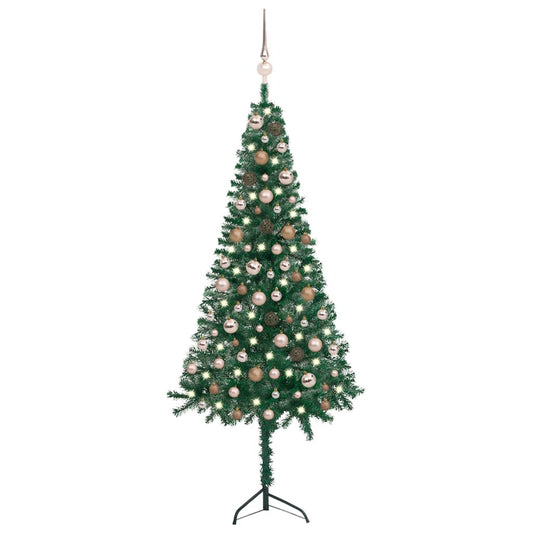 Kunstkerstboom Met Led's En Kerstballen Hoek 150 Cm Pvc Groen