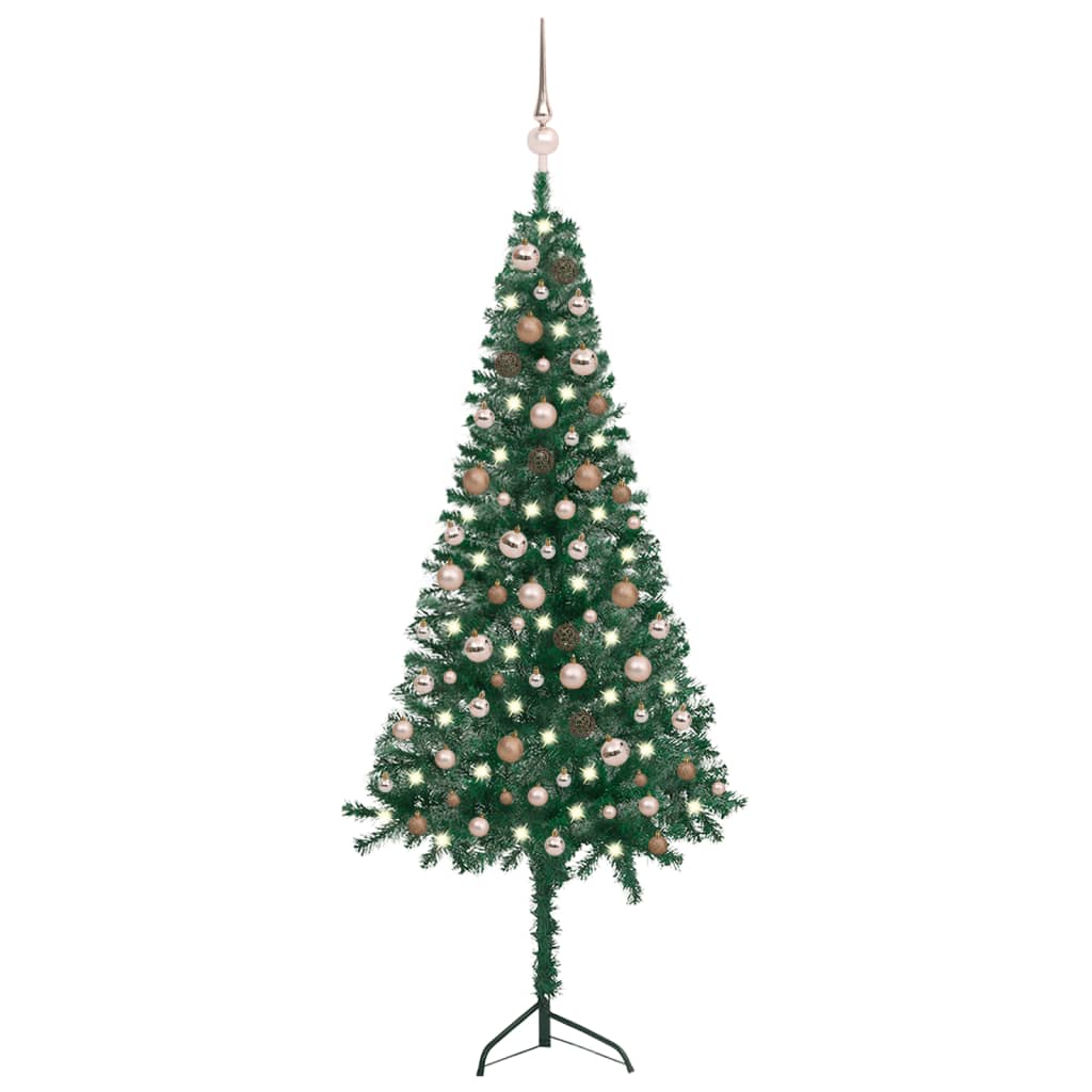 Kunstkerstboom Met Led's En Kerstballen Hoek 180 Cm Pvc Groen