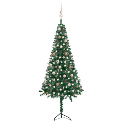 Kunstkerstboom Met Led's En Kerstballen Hoek 180 Cm Pvc Groen