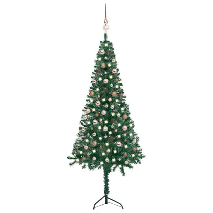 Kunstkerstboom Met Led's En Kerstballen Hoek 210 Cm Pvc Groen