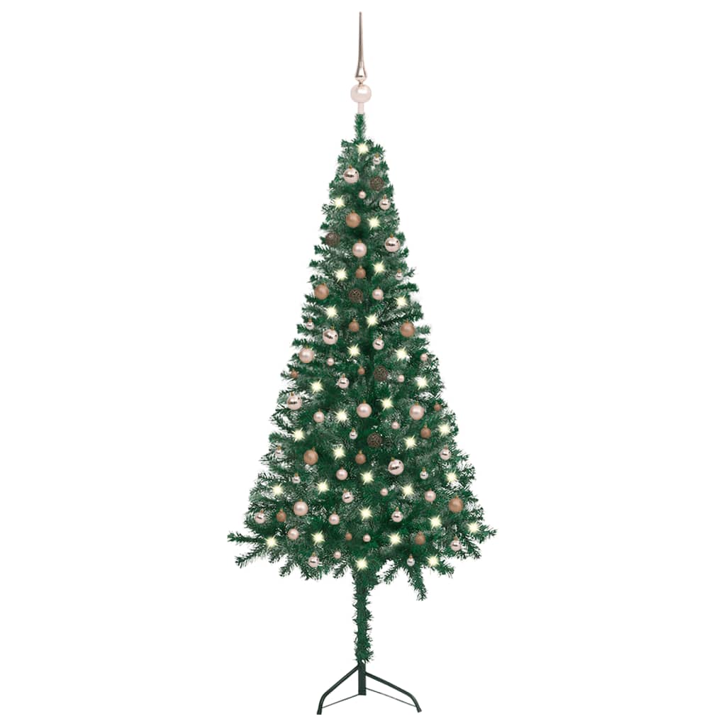 Kunstkerstboom Met Led's En Kerstballen Hoek 240 Cm Pvc Groen