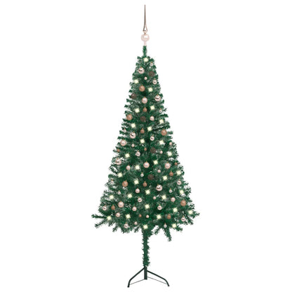 Kunstkerstboom Met Led's En Kerstballen Hoek 240 Cm Pvc Groen