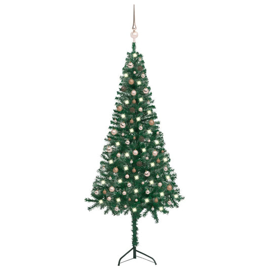 Kunstkerstboom Met Led's En Kerstballen Hoek 240 Cm Pvc Groen
