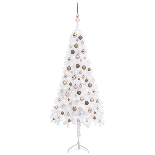 Kunstkerstboom Met Led's En Kerstballen Hoek 150 Cm Pvc Wit