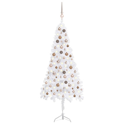 Kunstkerstboom Met Led's En Kerstballen Hoek 180 Cm Pvc Wit