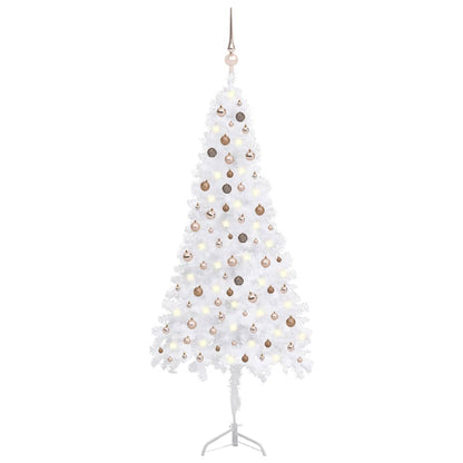 Kunstkerstboom Met Led's En Kerstballen Hoek 240 Cm Pvc Wit