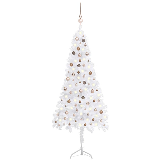 Kunstkerstboom Met Led's En Kerstballen Hoek 240 Cm Pvc Wit