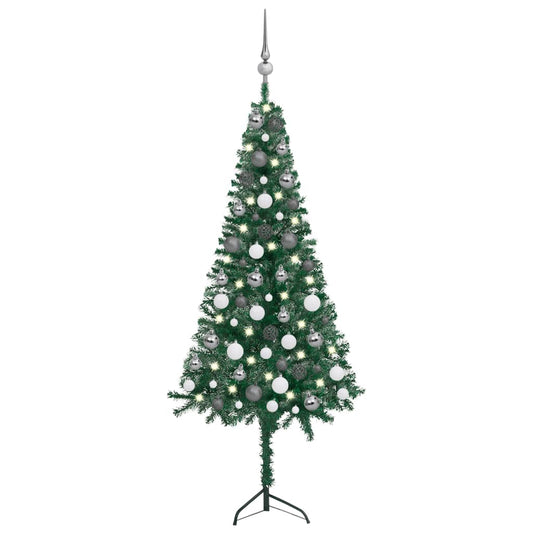 Kunstkerstboom Met Led's En Kerstballen Hoek 120 Cm Pvc Groen