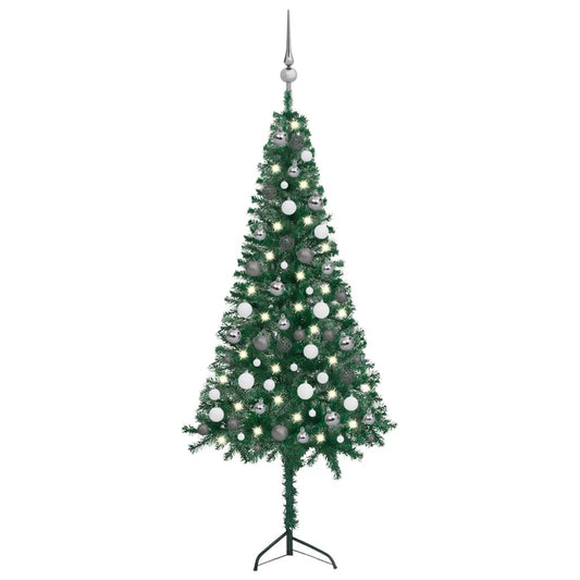 Kunstkerstboom Met Led's En Kerstballen Hoek 150 Cm Pvc Groen