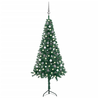 Kunstkerstboom Met Led's En Kerstballen Hoek 180 Cm Pvc Groen