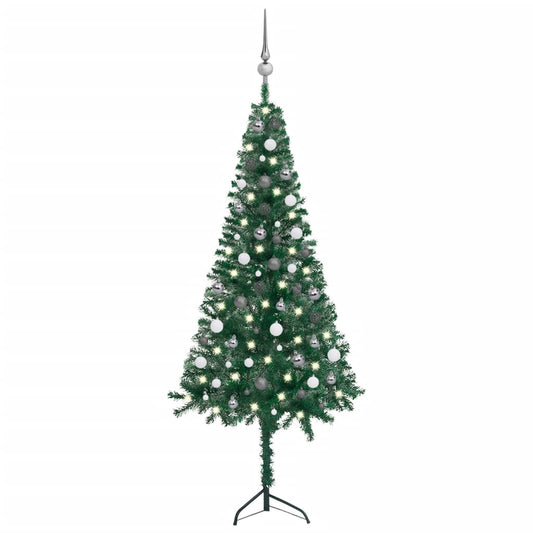 Kunstkerstboom Met Led's En Kerstballen Hoek 180 Cm Pvc Groen